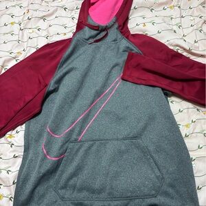 Nike Gray and Maroon Hoodie with Pink Accents